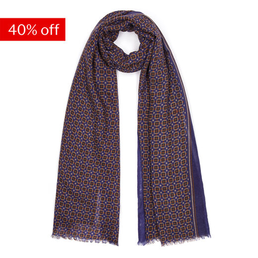 Navy squares wool scarf